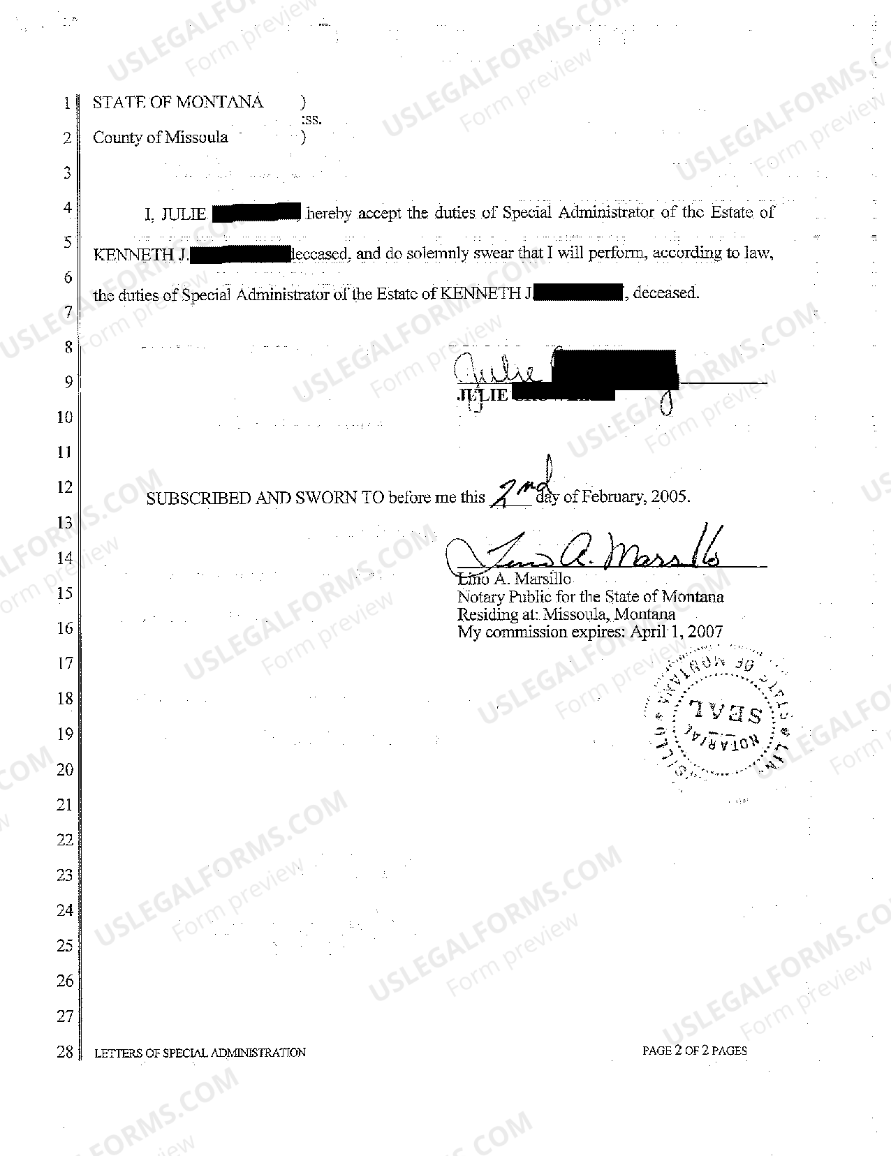 Montana Probate Estates Closing Sample Case 1 Form US Legal Forms