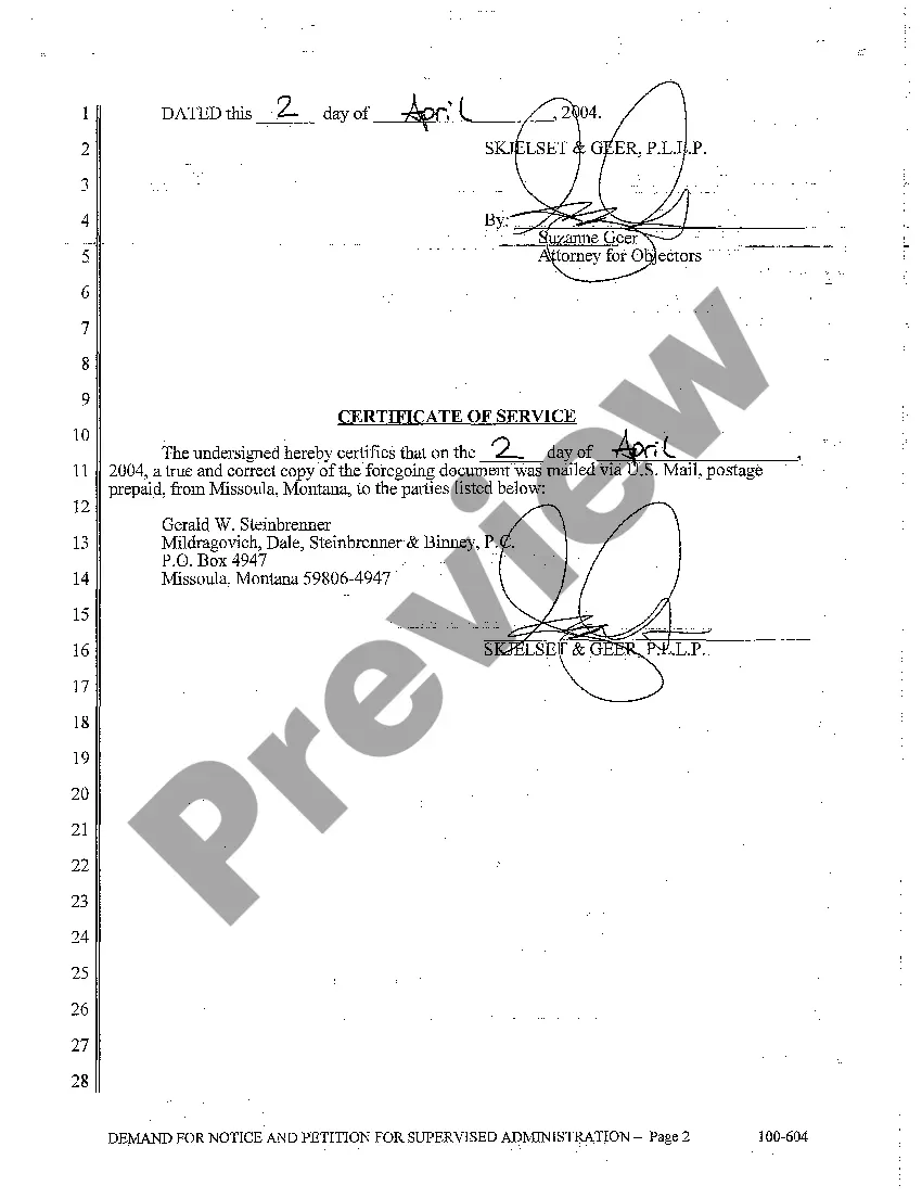 Get A01 Demand for Notice and Petition for Supervised Administration Preview A01 Demand for Notice and Petition for Supervised Administration