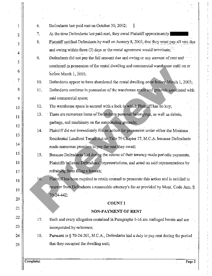 Preview A09 Complaint for Breach of Contract