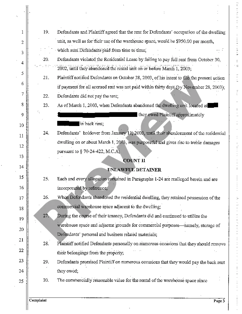 Preview A09 Complaint for Breach of Contract