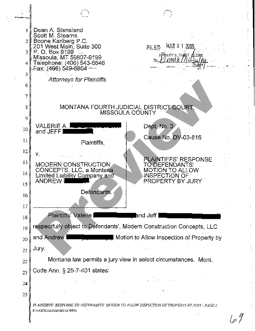 Preview A05 Plaintiff's Response to Defendants' Brief in Support of Motion