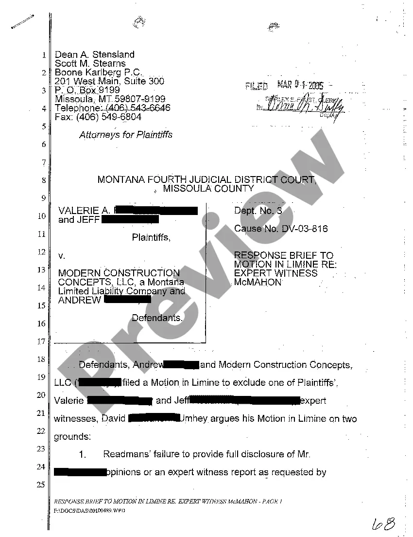 Preview A05 Plaintiff's Response to Defendants' Brief in Support of Motion