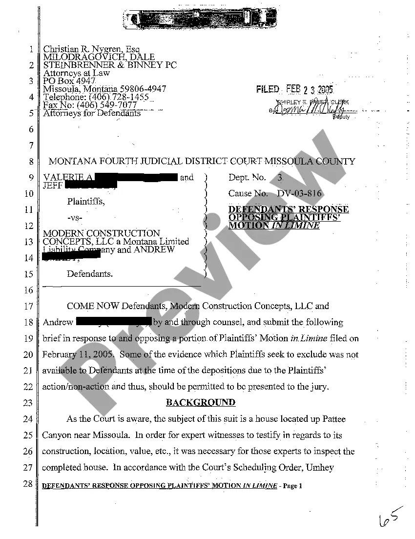 Preview A05 Plaintiff's Response to Defendants' Brief in Support of Motion