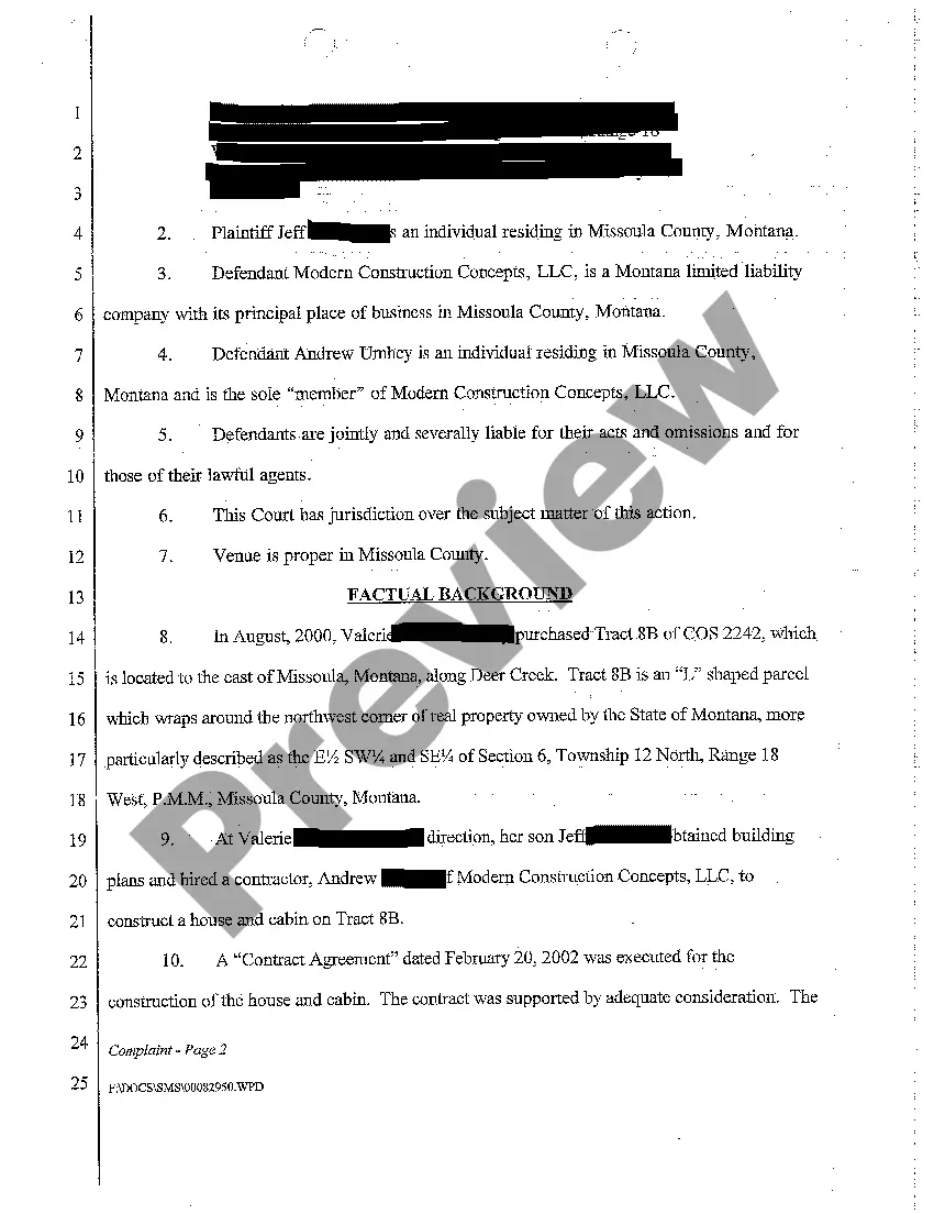 Preview A01 Complaint for Breach of Warranty