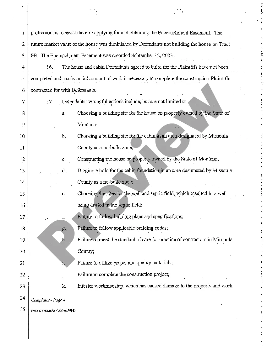 Preview A01 Complaint for Breach of Warranty