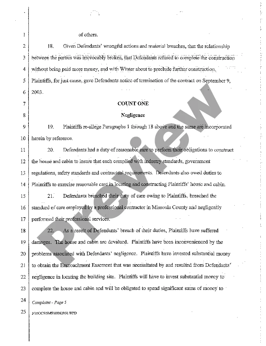 Preview A01 Complaint for Breach of Warranty