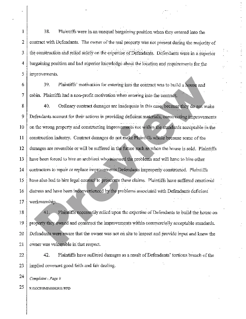 Preview A01 Complaint for Breach of Warranty