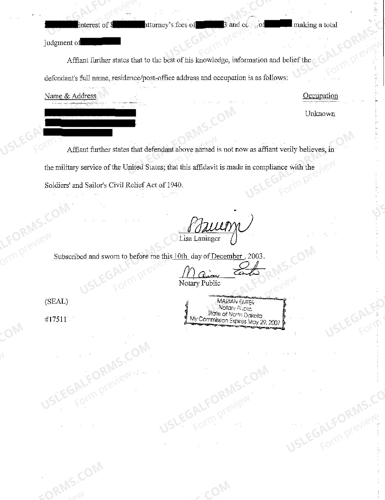 Montana Affidavit of Proof Pursuant to Statement and Confession of ...