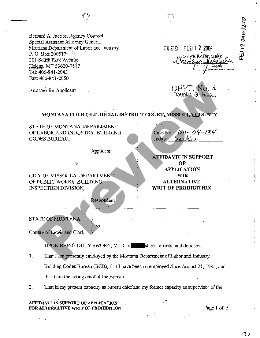 Preview A01 Brief in Support of Respondent's Objection to Application for Alternative Writ of Prohibition