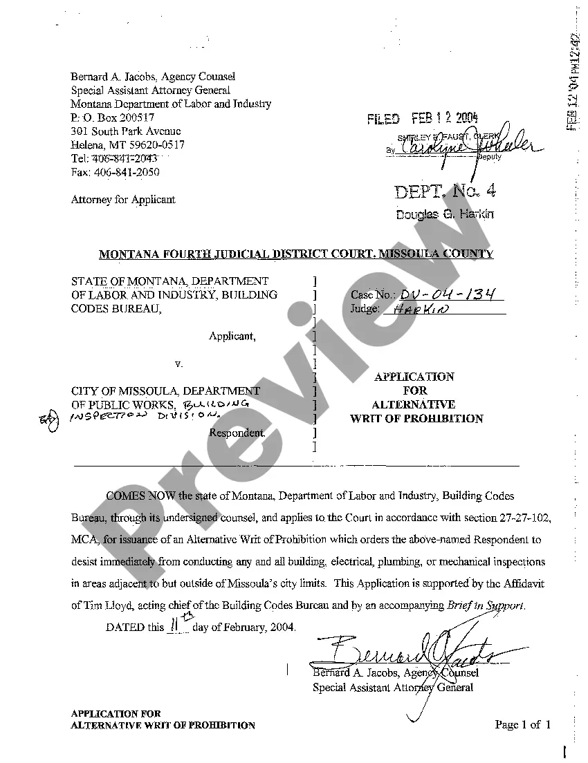 Preview A01 Brief in Support of Respondent's Objection to Application for Alternative Writ of Prohibition