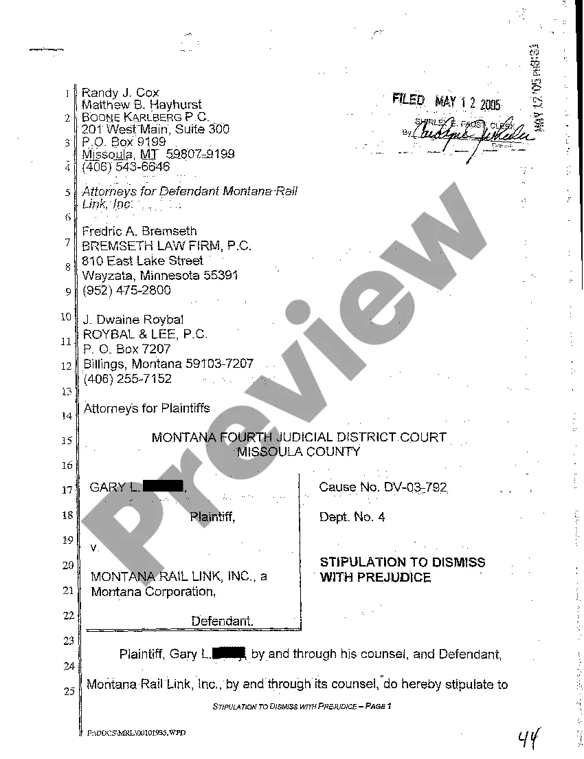 Preview A08 Order for Dismissal with Prejudice