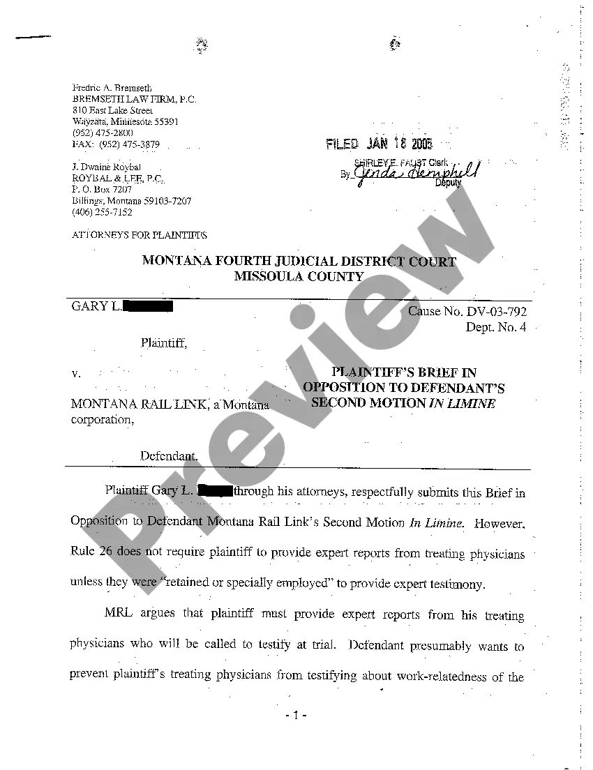 Preview A04 Reply Brief in Support of Defendant's Second Motion in Limine