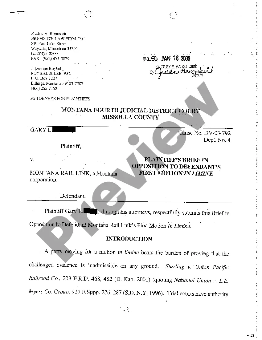 Preview A04 Reply Brief in Support of Defendant's Second Motion in Limine