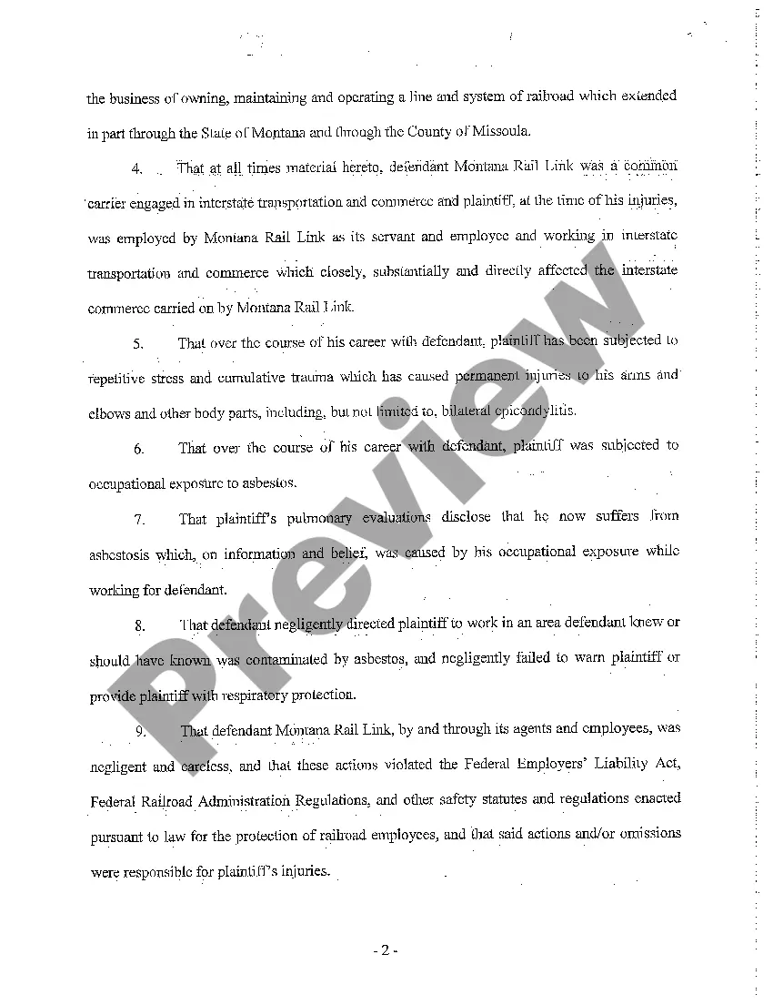 Preview A01 Complaint and Jury Demand regarding FELA