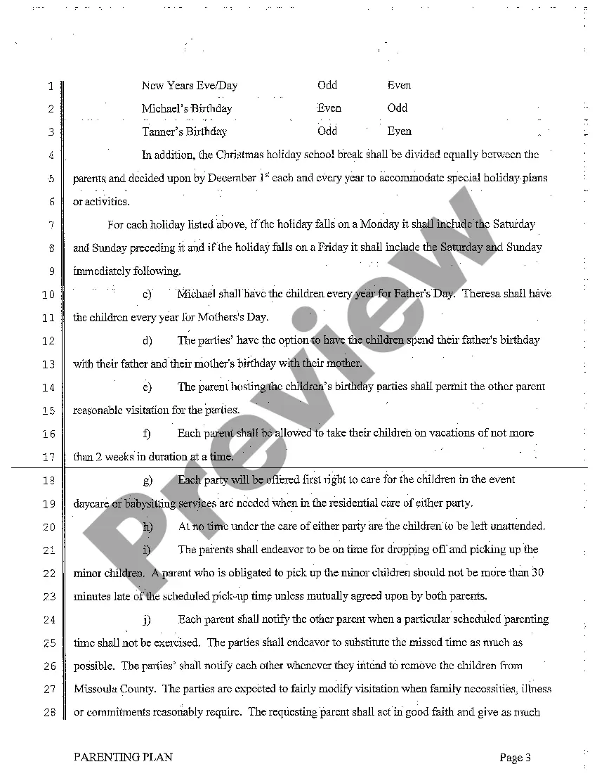 Preview A02 Stipulated Final Parenting Plan