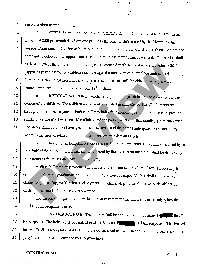 Preview A02 Stipulated Final Parenting Plan