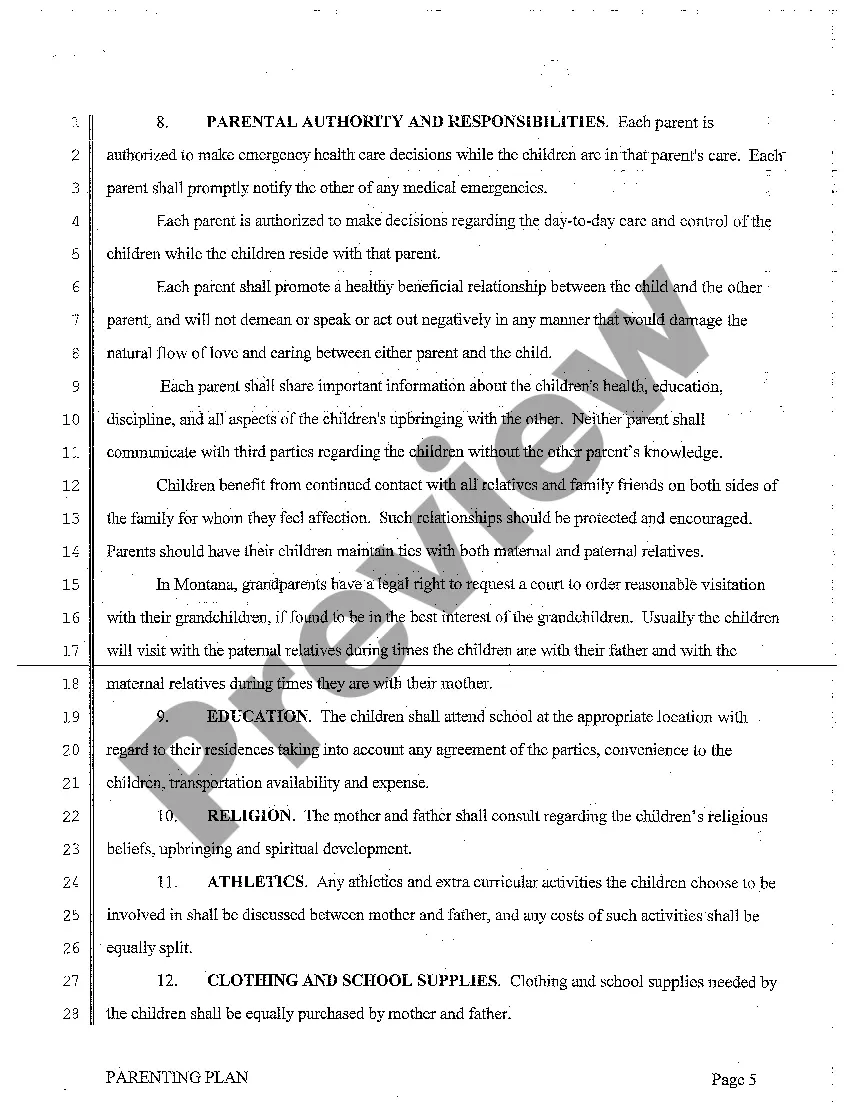 Preview A02 Stipulated Final Parenting Plan