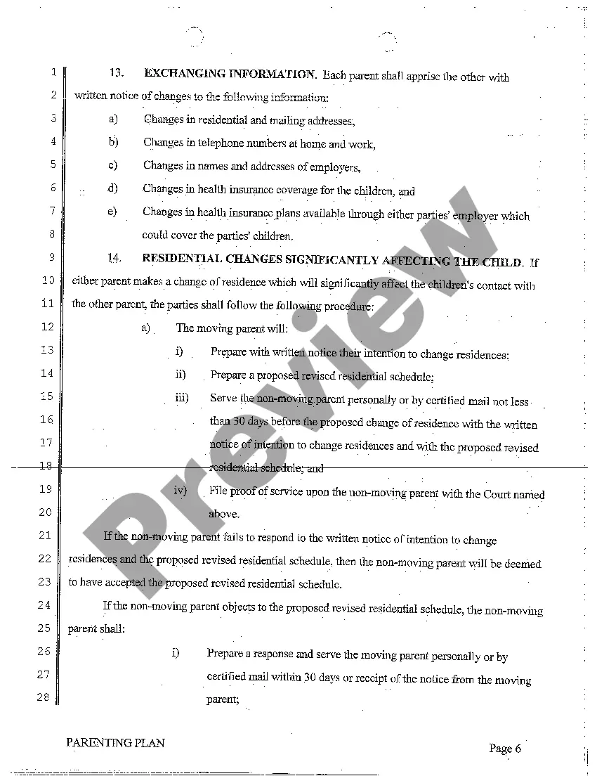 Preview A02 Stipulated Final Parenting Plan