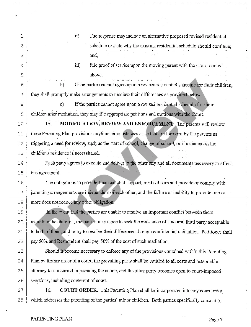 Preview A02 Stipulated Final Parenting Plan