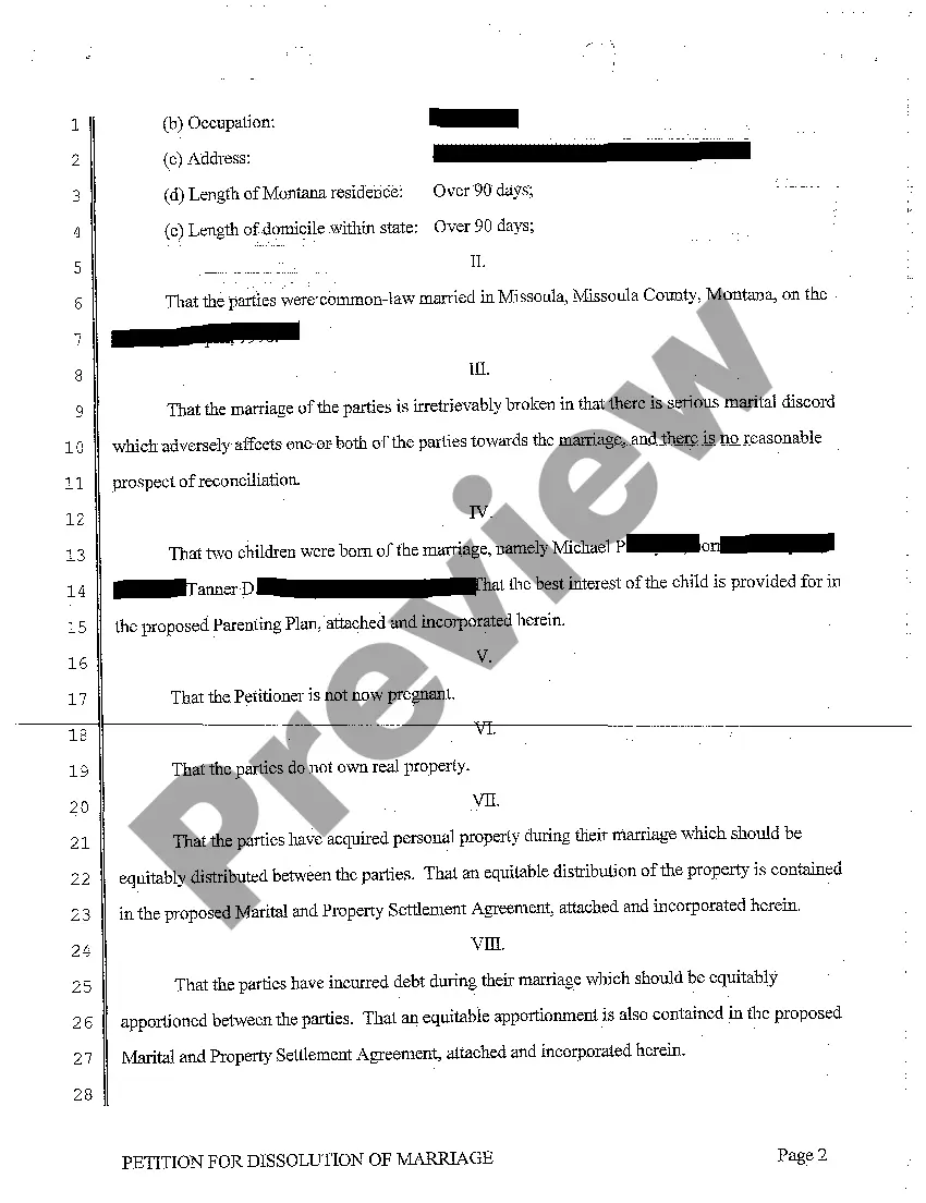Preview A01 Petition for Dissolution of Marriage