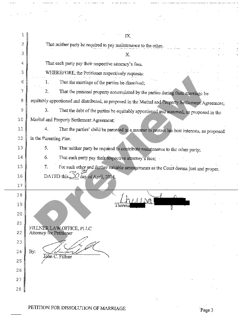 Preview A01 Petition for Dissolution of Marriage