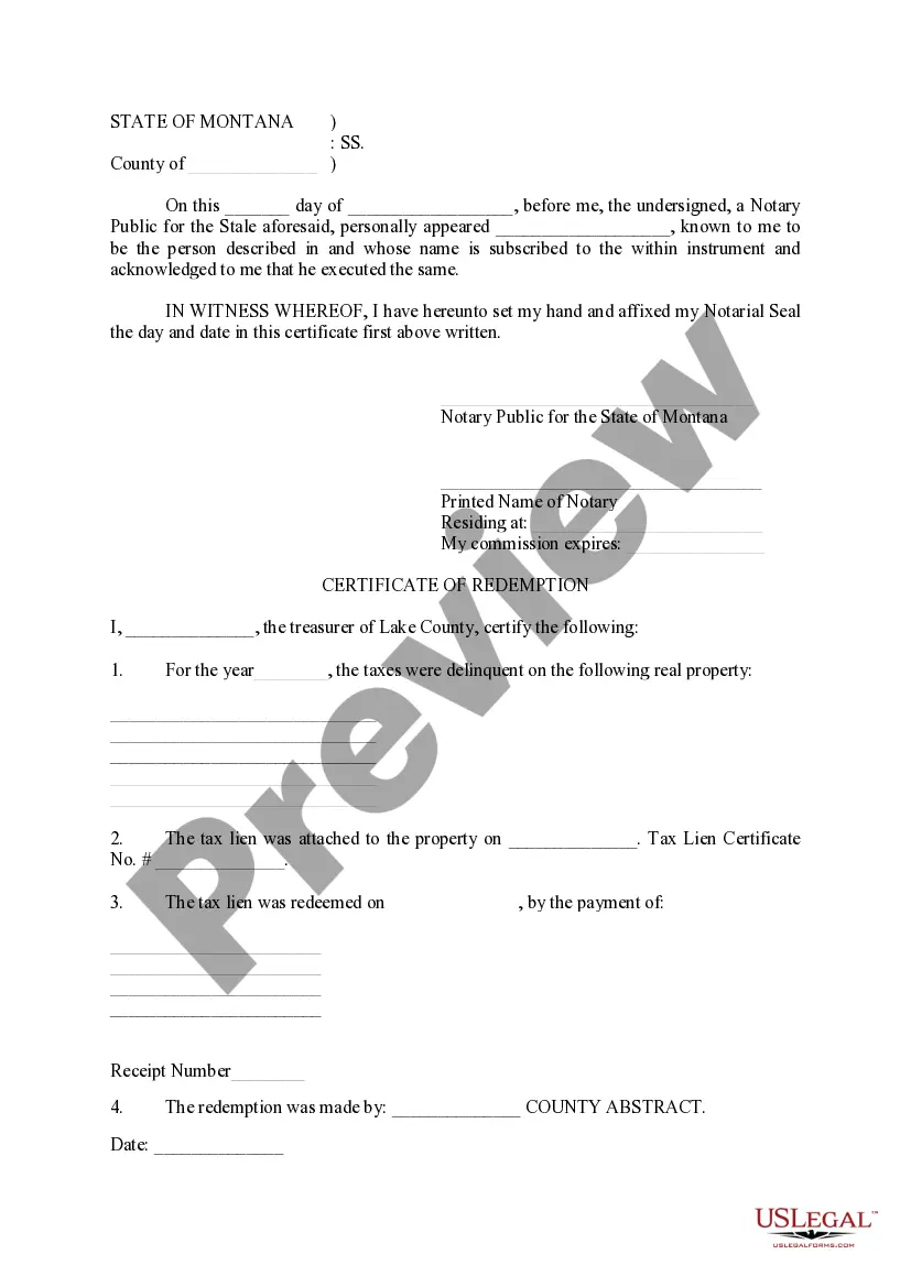 Preview Certificate of Redemptions