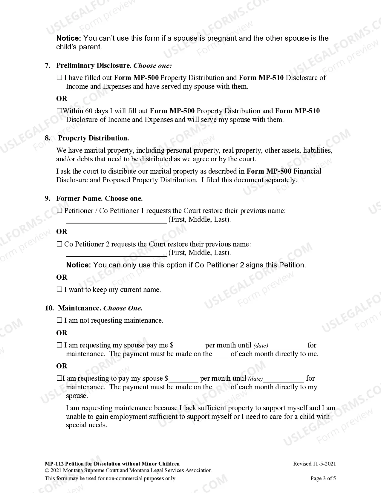 Preview Petition for Dissolution of Marriage no Children