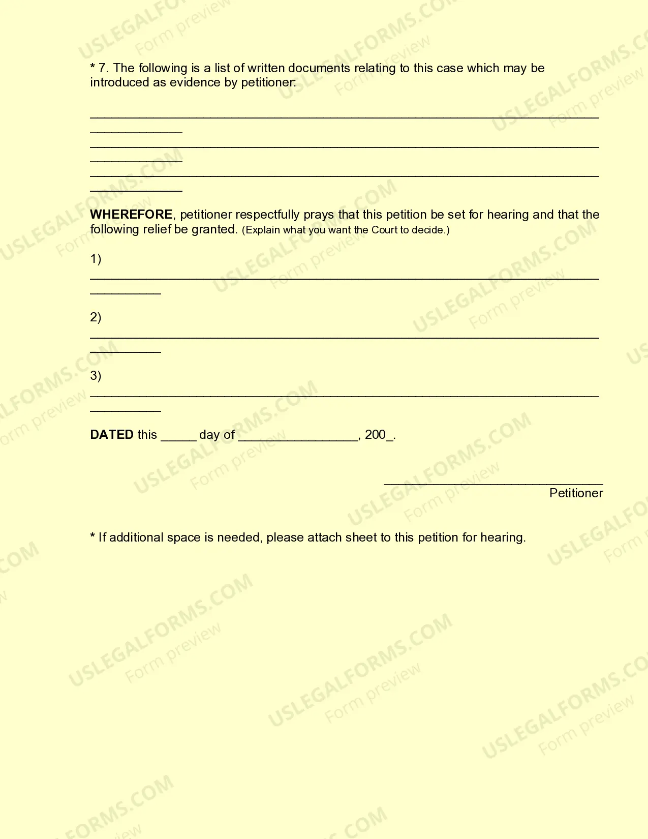Preview Petition for Hearing - Industrial Injury