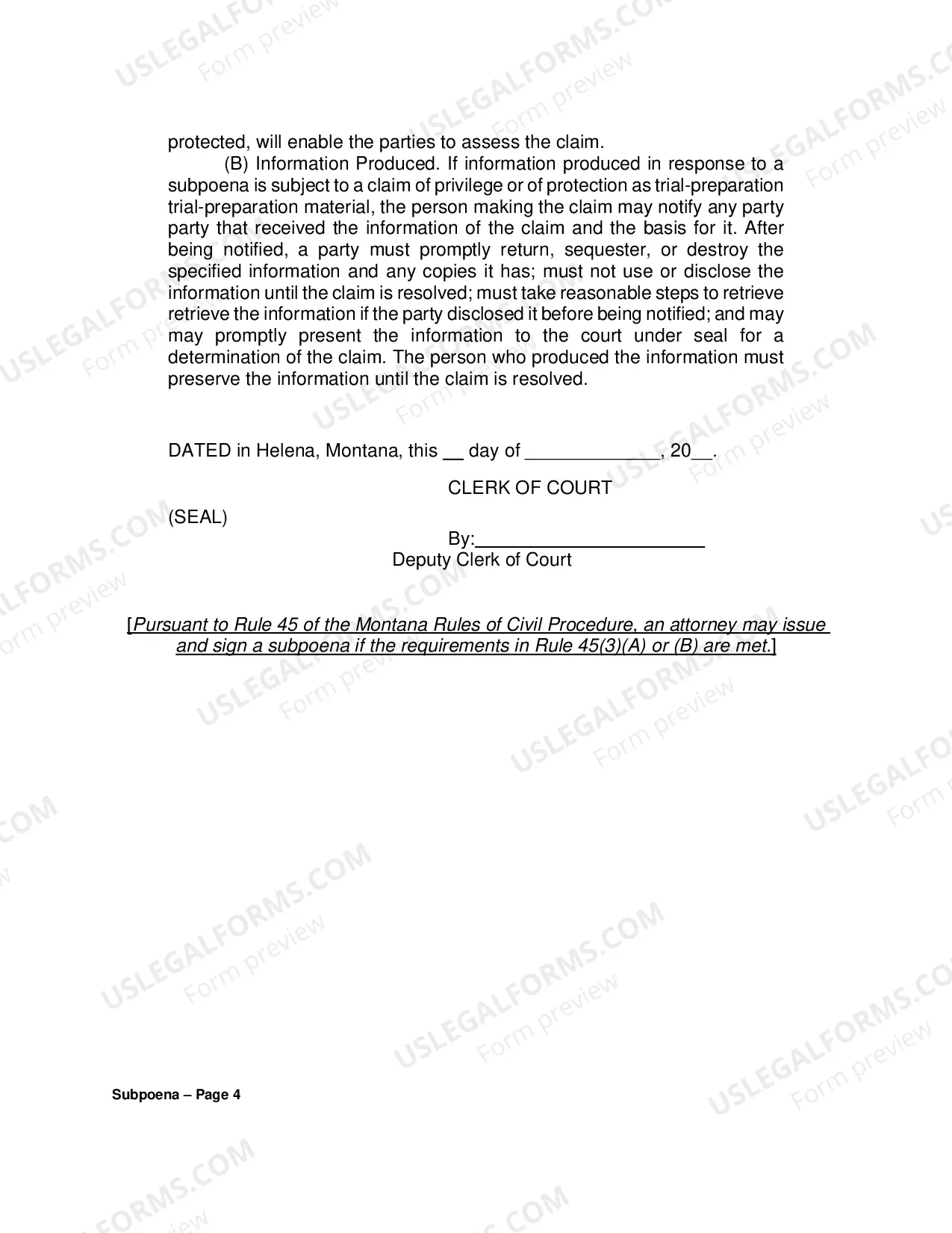Preview Subpoena to Appear at Trial