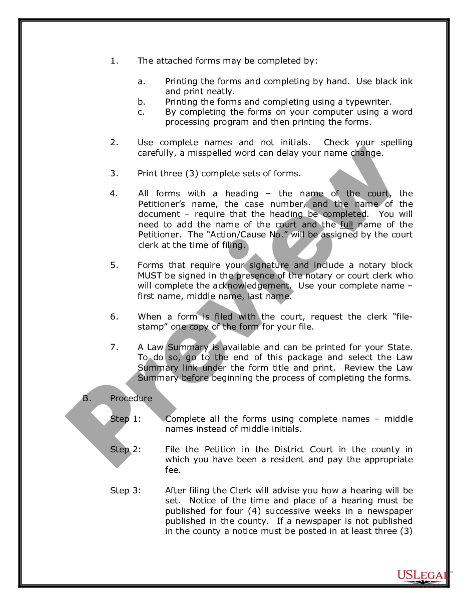 page 2 Name Change Instructions and Forms Package for an Adult preview