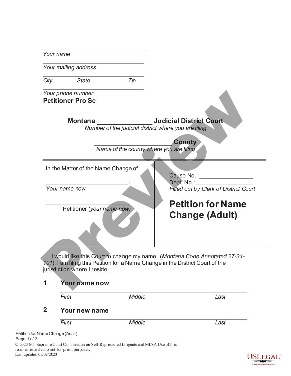 page 0 Petition for Change of Name for Adult preview