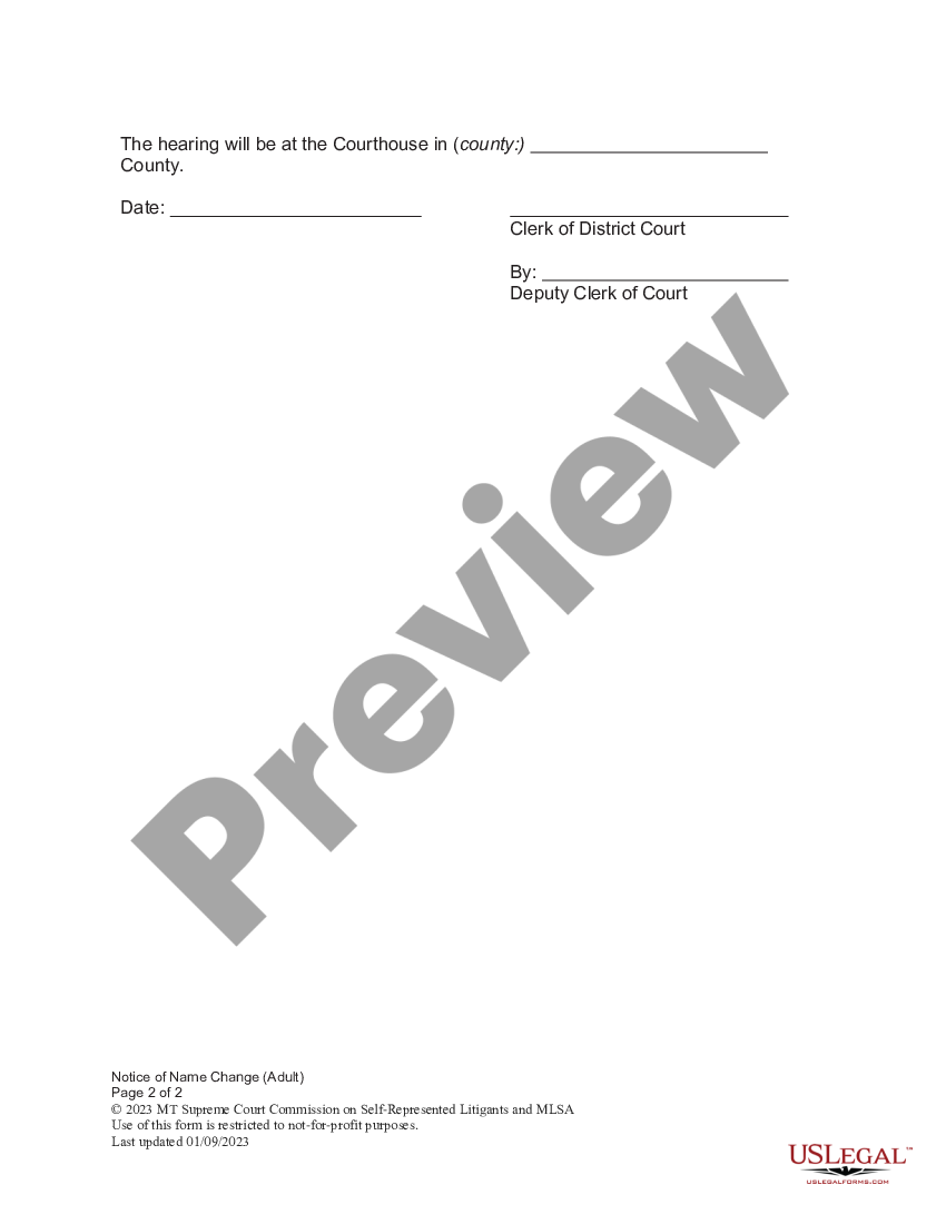 page 1 Notice of Publication on Change of Name for Adult preview