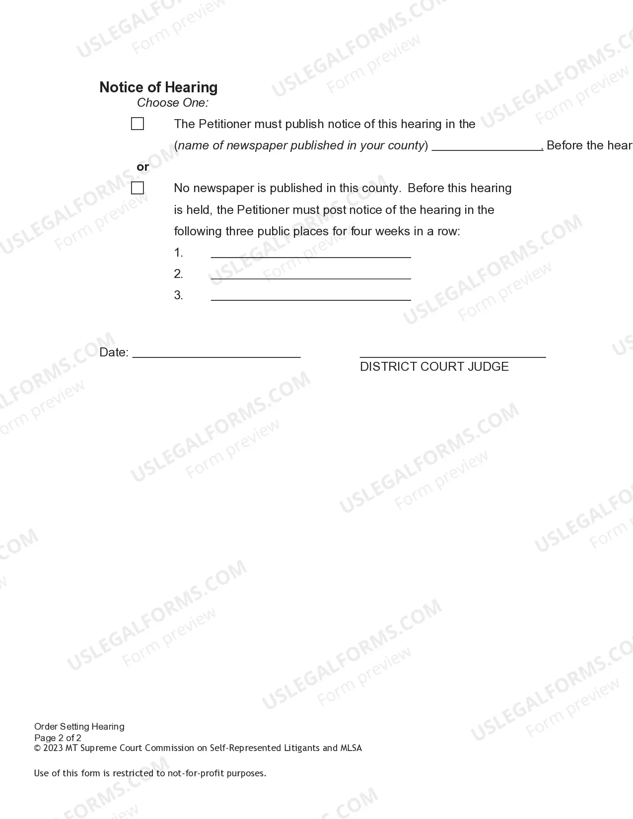 Preview Order Setting Name Change Hearing