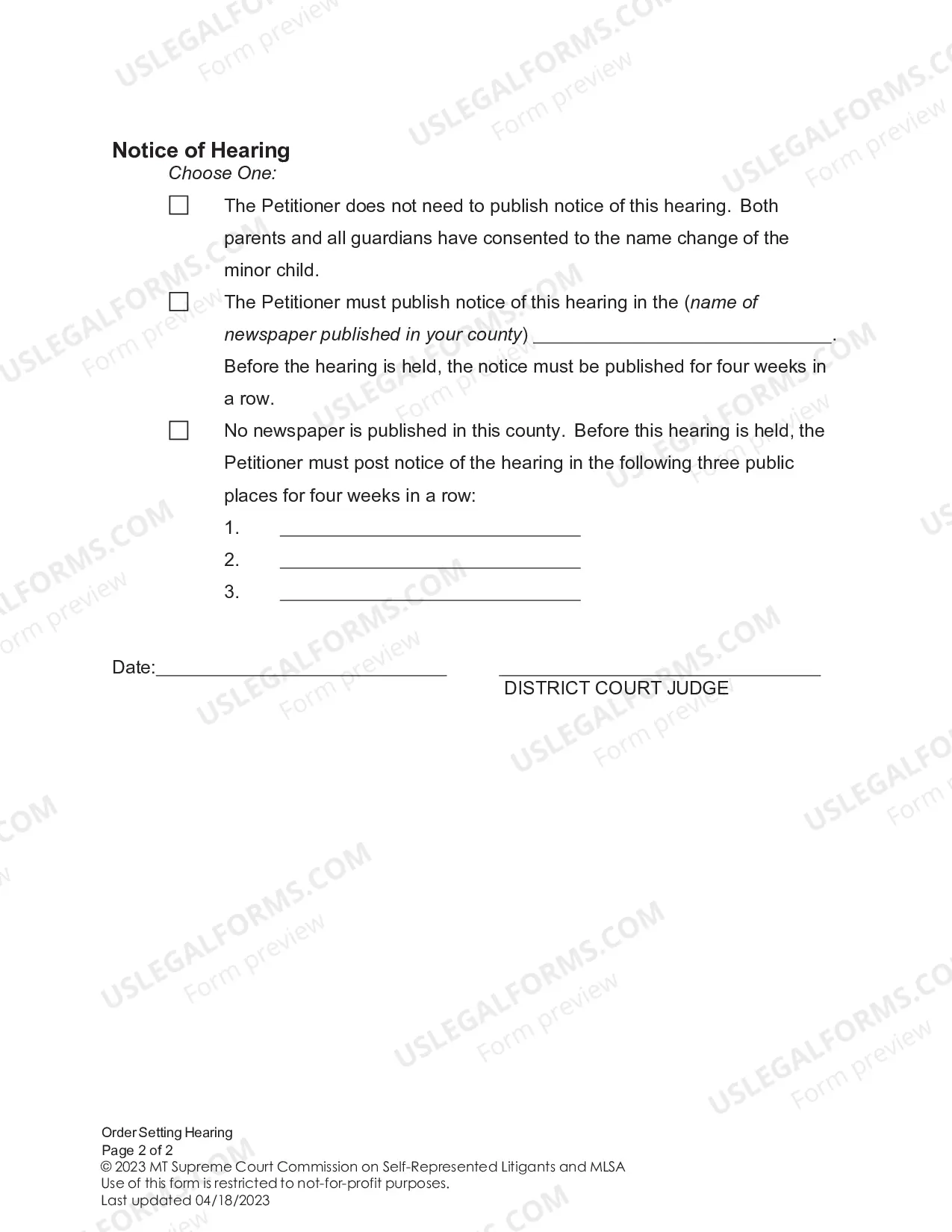 Preview Order Setting Hearing
