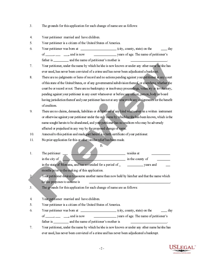 Preview Petition for Name Change