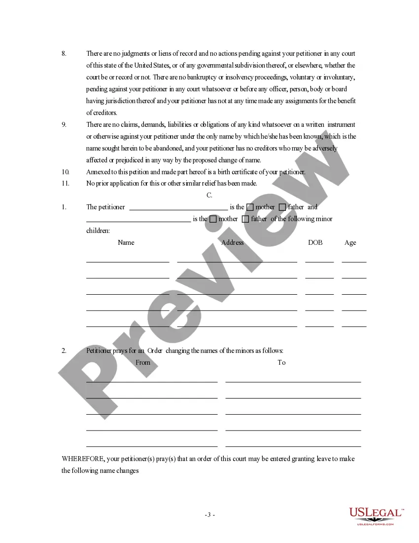 Preview Petition for Name Change