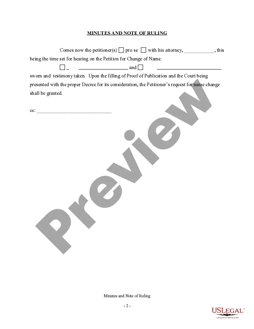 Preview Minutes and Notes of ruling for Name Change