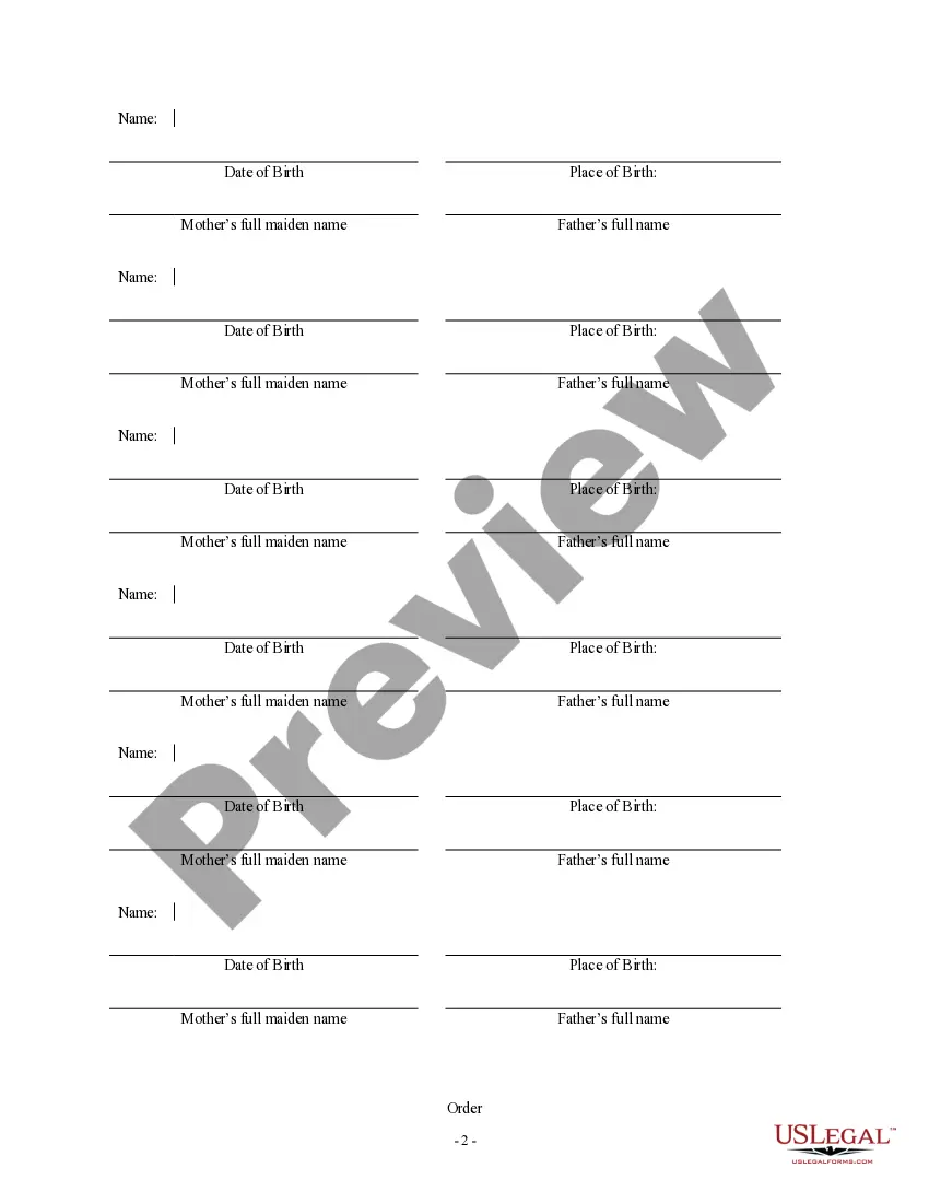 Get Order for Name Change Preview Order for Name Change