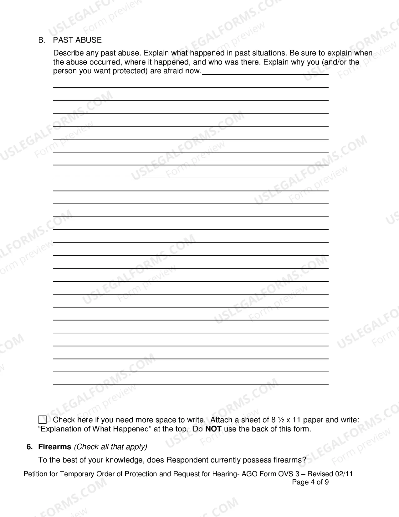 Preview Petition for Temporary Order of Protection and Request for Hearing