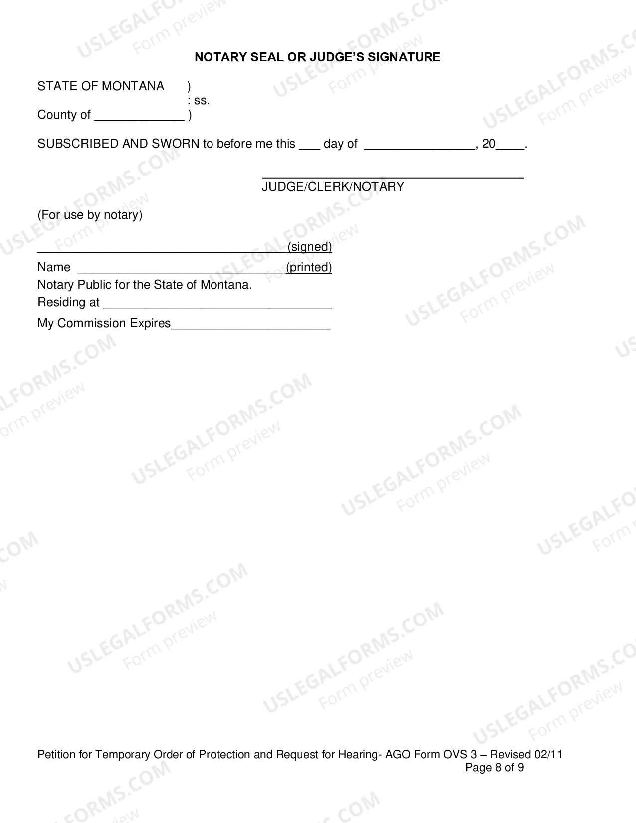 Preview Petition for Temporary Order of Protection and Request for Hearing