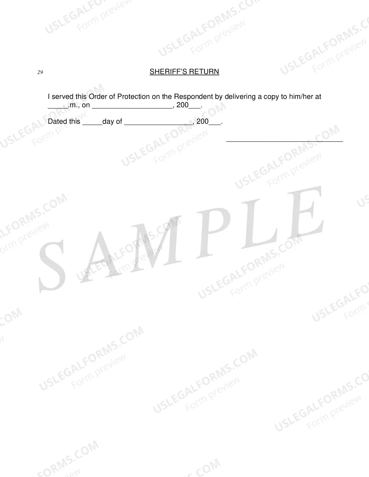 Preview Order of Protection Instructions