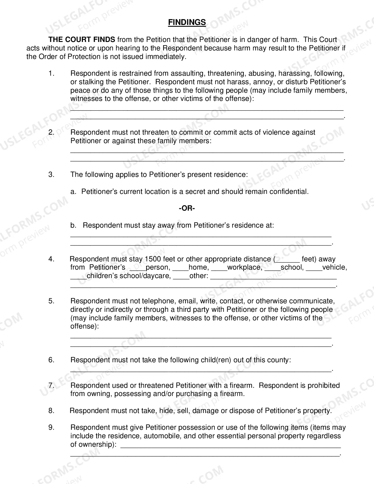 Preview Order of Protection