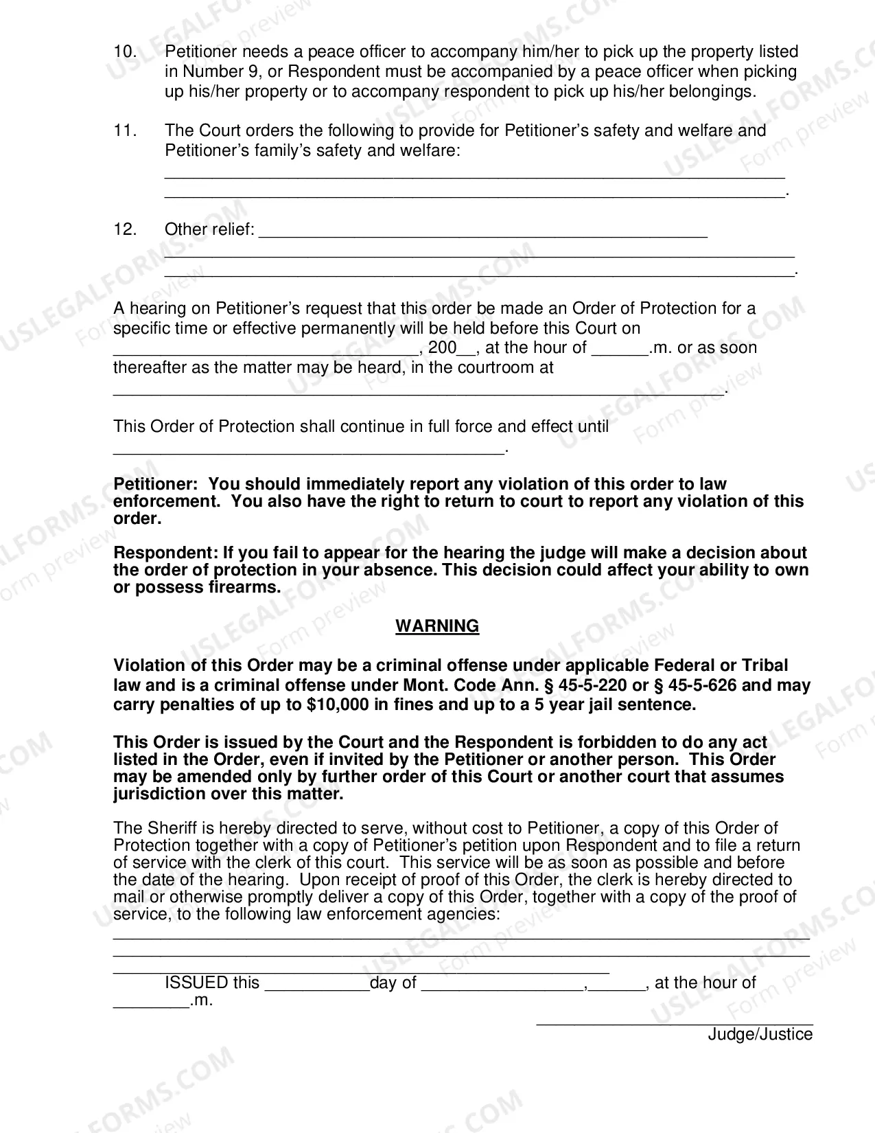 Preview Order of Protection
