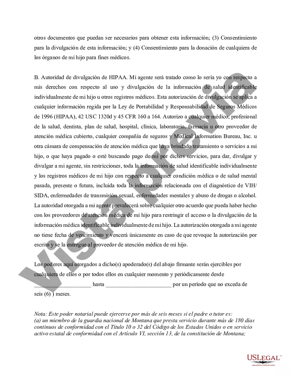 Preview Poder General para el Cuidado y Custodia del Hijo o Hijos