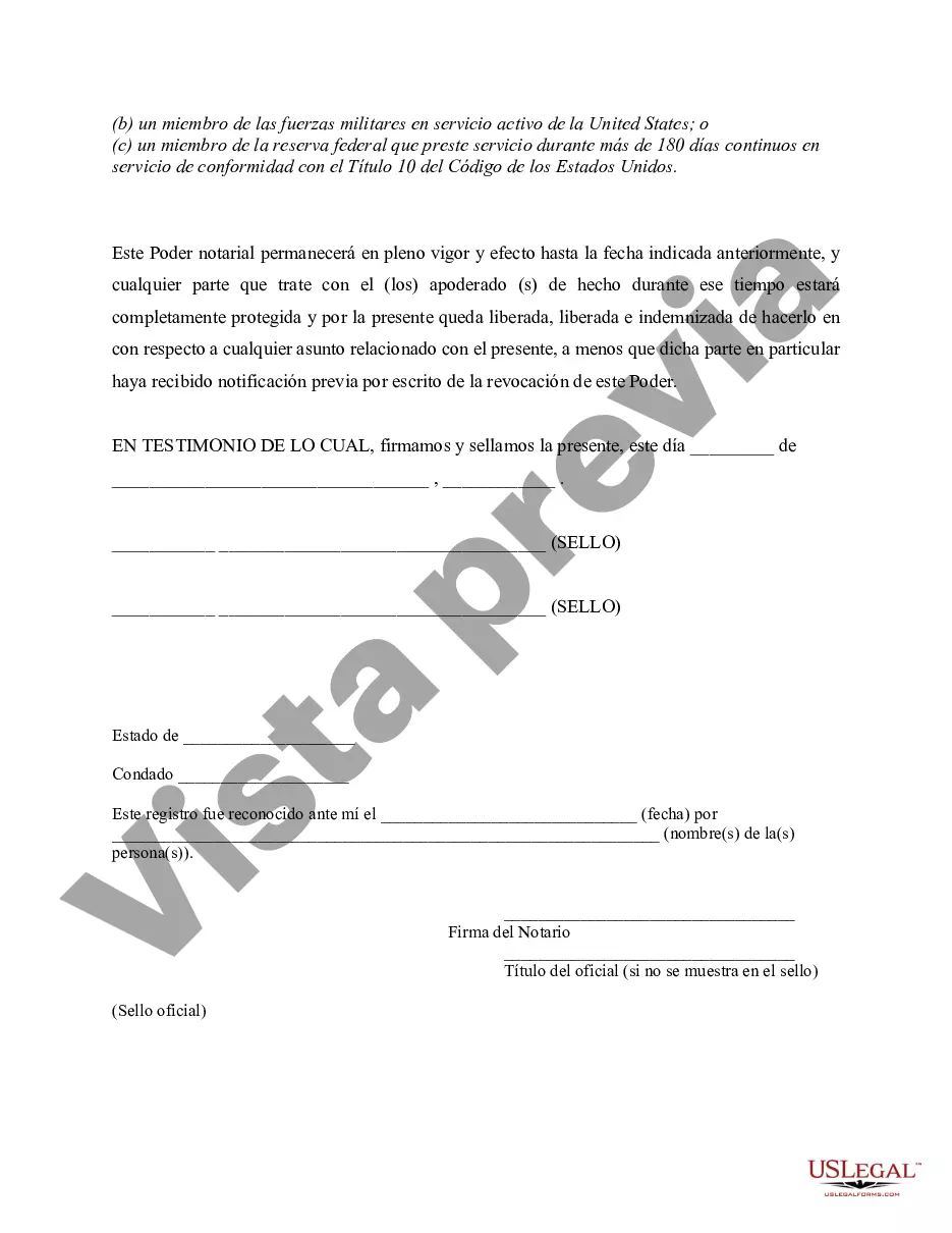 Preview Poder General para el Cuidado y Custodia del Hijo o Hijos