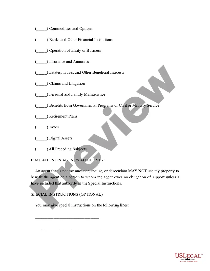 Preview Statutory General Power of Attorney with Durable Provisions