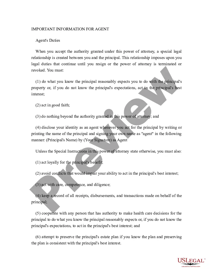 Preview Statutory General Power of Attorney with Durable Provisions