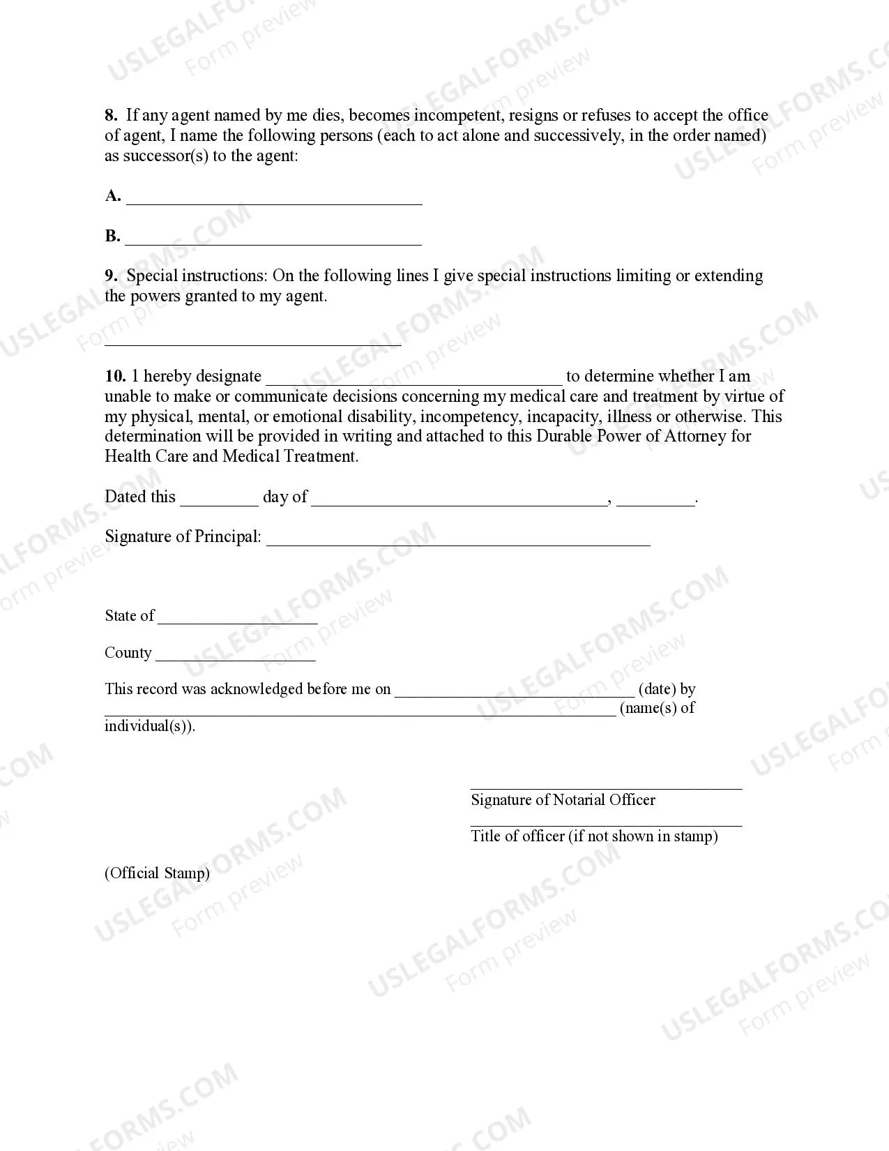 Preview Montana Healthcare Power of Attorney