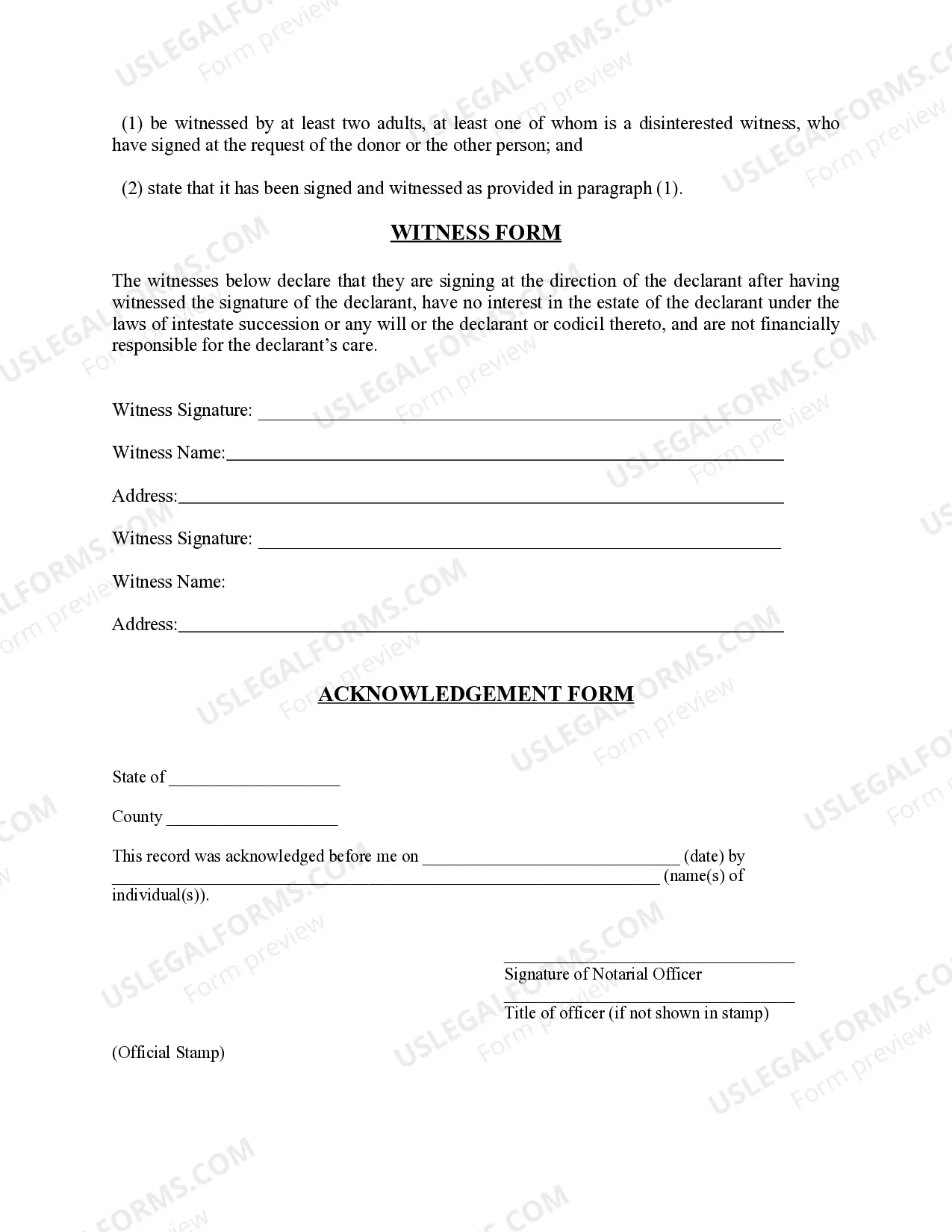 Preview Revised Uniform Anatomical Gift Act Donation