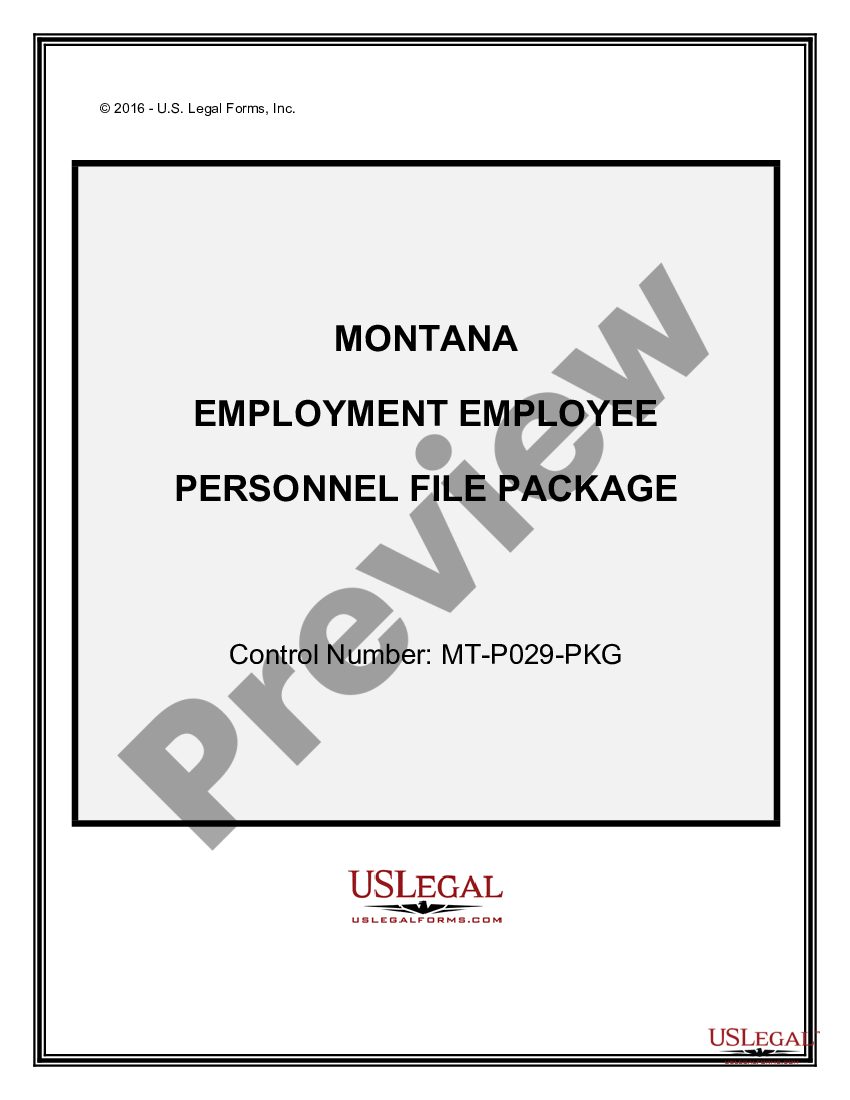 Montana Employment Employee Personnel File Package Employment Employee Us Legal Forms 2695